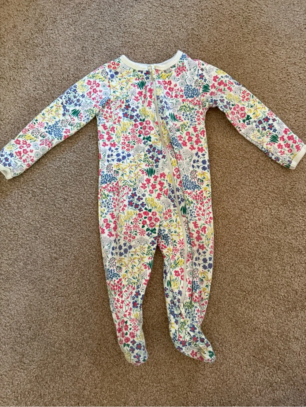 wonder nation Floral Zip Footed One-Piece - Pink, Blue, Yellow